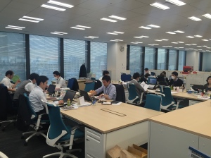 Work space in a typical Japanese company. All photos by author. 